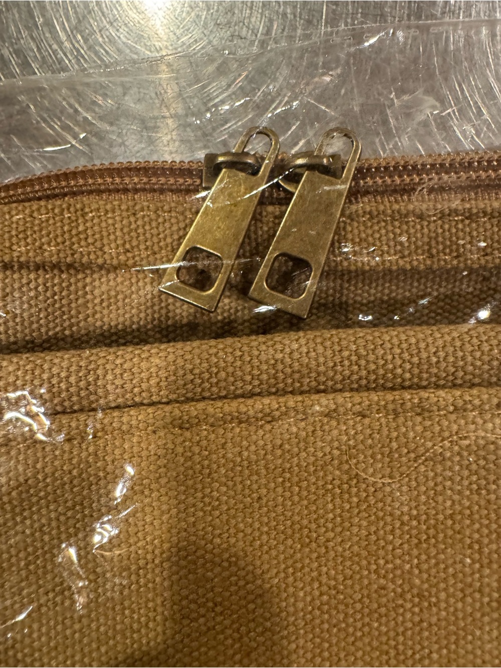 Kimes Ranch Tan Canvas Tote with Leather Logo Patch - Picture 4 of 11